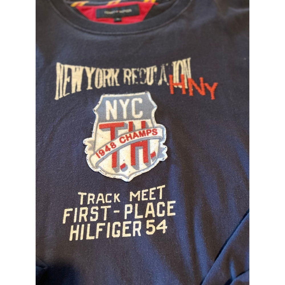 Tommy Hilfiger XL Blue New York Champs Graphic Crewneck Pullover Sweatshirt